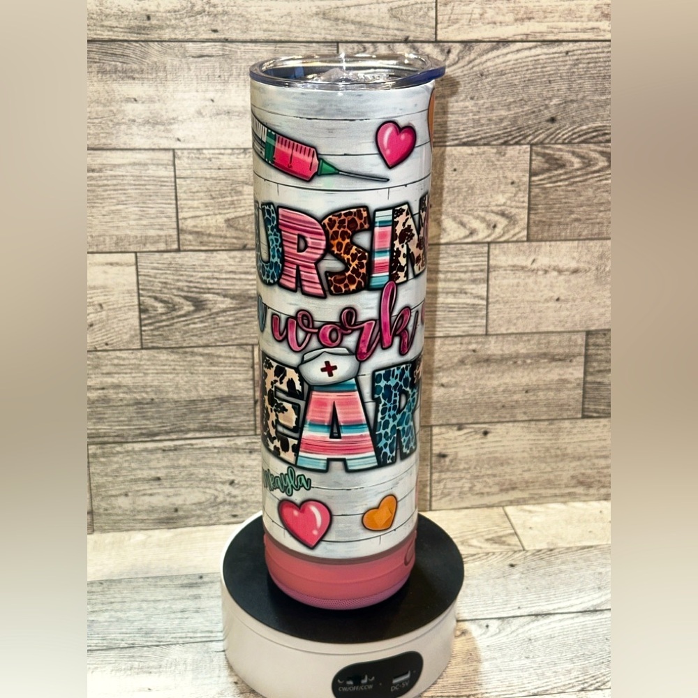 “Nursing is a work of Heart” 20 oz‎ Bluetooth Speaker Stainless Steel Tumbler.